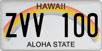 HI license plate ZVV100