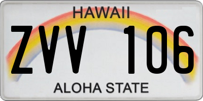 HI license plate ZVV106