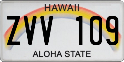 HI license plate ZVV109