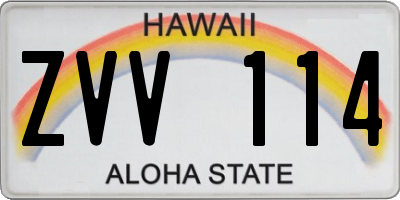 HI license plate ZVV114