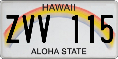 HI license plate ZVV115