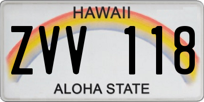 HI license plate ZVV118