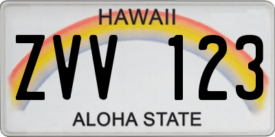 HI license plate ZVV123