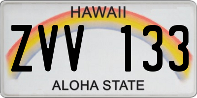 HI license plate ZVV133