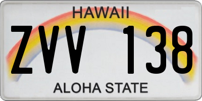 HI license plate ZVV138