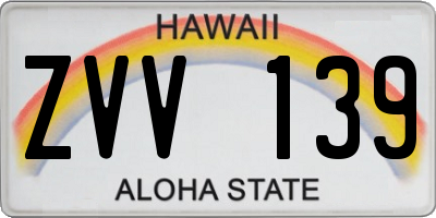HI license plate ZVV139