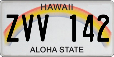 HI license plate ZVV142