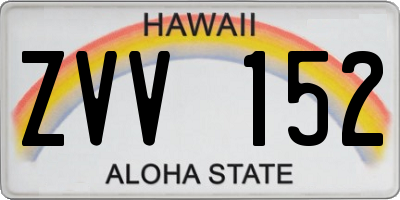 HI license plate ZVV152