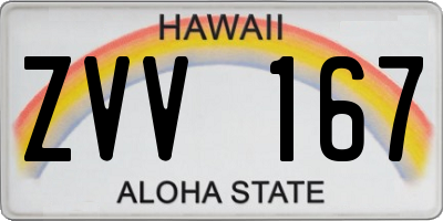HI license plate ZVV167