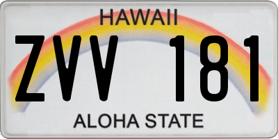 HI license plate ZVV181