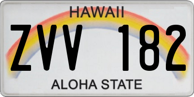 HI license plate ZVV182
