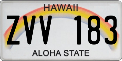 HI license plate ZVV183
