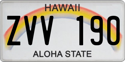 HI license plate ZVV190