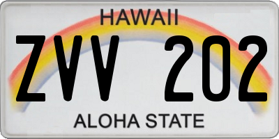 HI license plate ZVV202