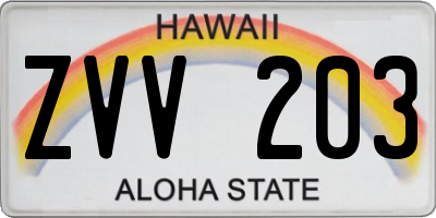 HI license plate ZVV203