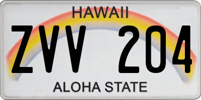HI license plate ZVV204