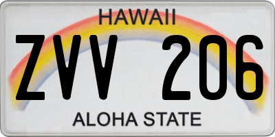 HI license plate ZVV206