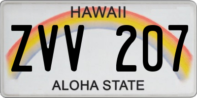 HI license plate ZVV207