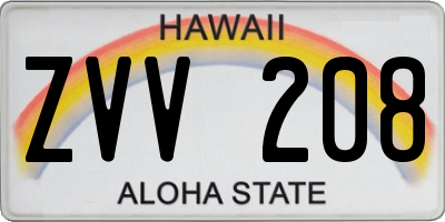 HI license plate ZVV208