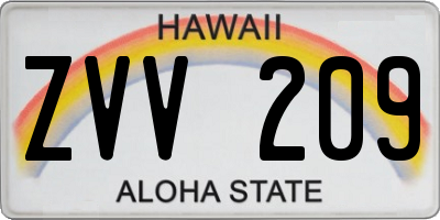 HI license plate ZVV209