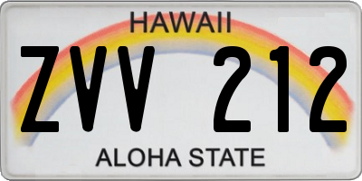 HI license plate ZVV212