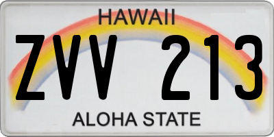 HI license plate ZVV213
