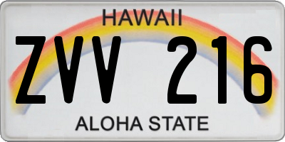 HI license plate ZVV216