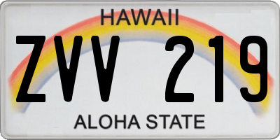 HI license plate ZVV219