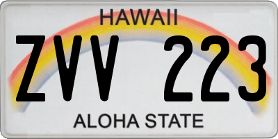 HI license plate ZVV223