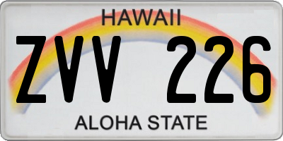 HI license plate ZVV226