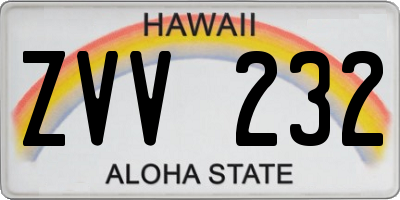 HI license plate ZVV232