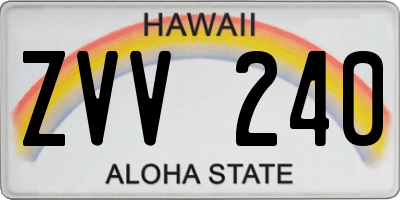 HI license plate ZVV240