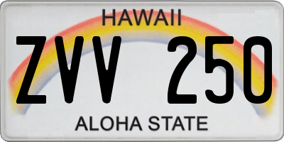 HI license plate ZVV250