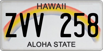 HI license plate ZVV258
