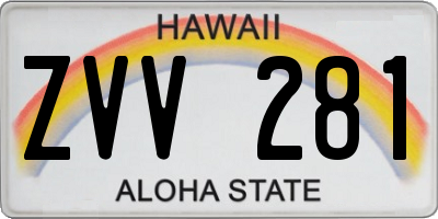HI license plate ZVV281