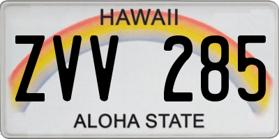 HI license plate ZVV285
