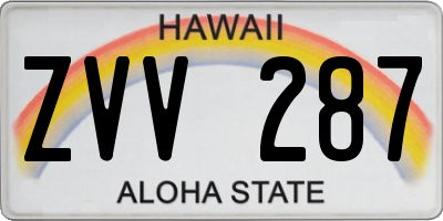 HI license plate ZVV287