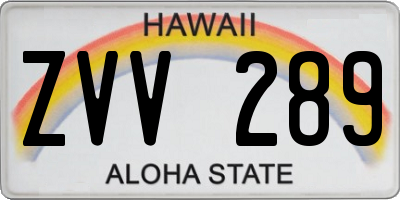 HI license plate ZVV289