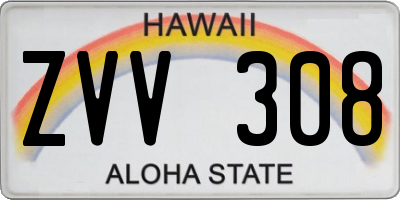 HI license plate ZVV308