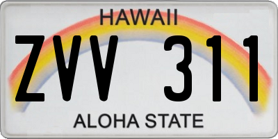 HI license plate ZVV311