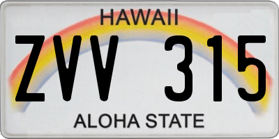 HI license plate ZVV315