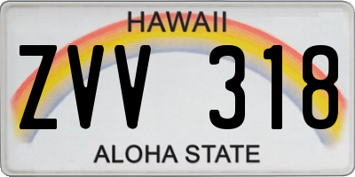 HI license plate ZVV318