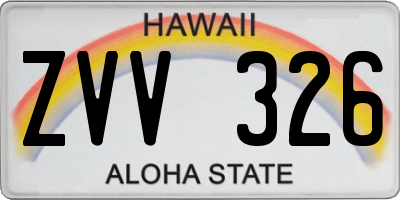 HI license plate ZVV326