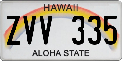 HI license plate ZVV335