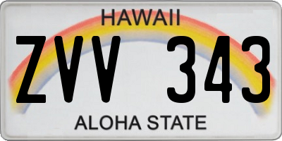 HI license plate ZVV343