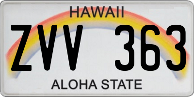 HI license plate ZVV363