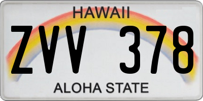 HI license plate ZVV378