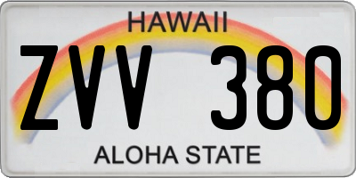 HI license plate ZVV380