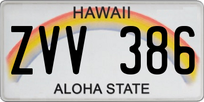 HI license plate ZVV386