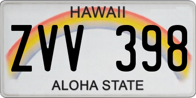 HI license plate ZVV398